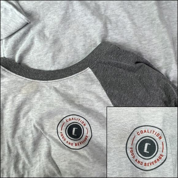Next Level 3/4 Raglan Sleeve Jersey T-Shirt Top Large Heathered Gray Light Gray - Picture 4 of 9